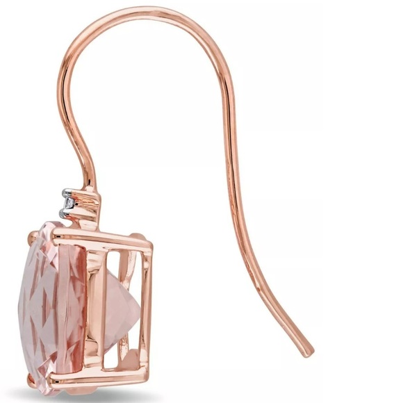 18k rose gold plated created morganite earrings - Picture 3 of 3